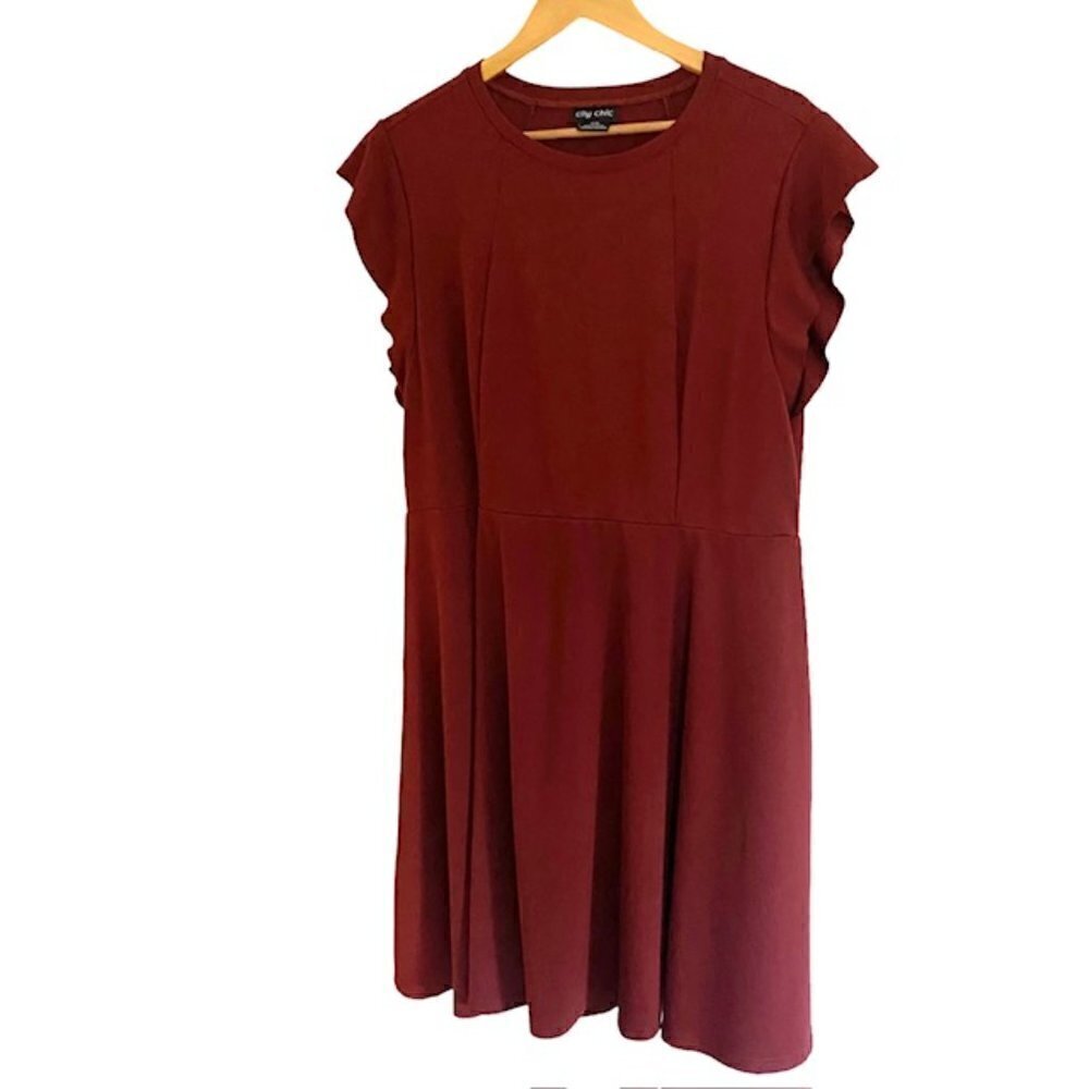 City Chic Frill Shoulder Dress S/16
